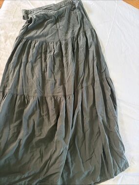 Tiered Maxi Skirt in Olive Green